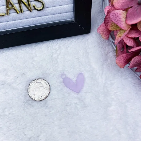 Purple Acrylic Heart Charm - Ready to Ship