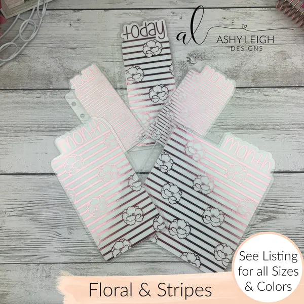 MTO Mini Discs Floral Stripes Planner Tabs