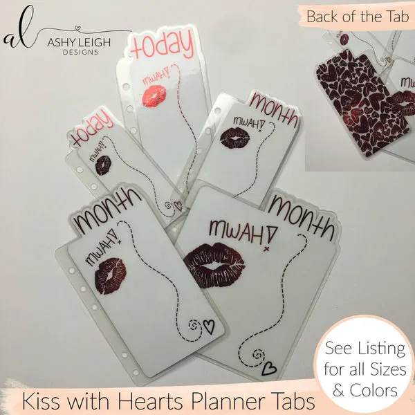 MTO A5 Wide Rings Kiss with Hearts Planner Tabs