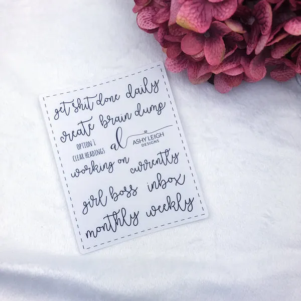 Clear Heading Stickers - Option 1 Cursive - Ready to Ship