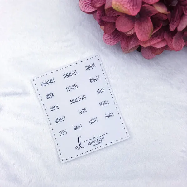 Clear Mini Heading Stickers - Simple - Ready to Ship