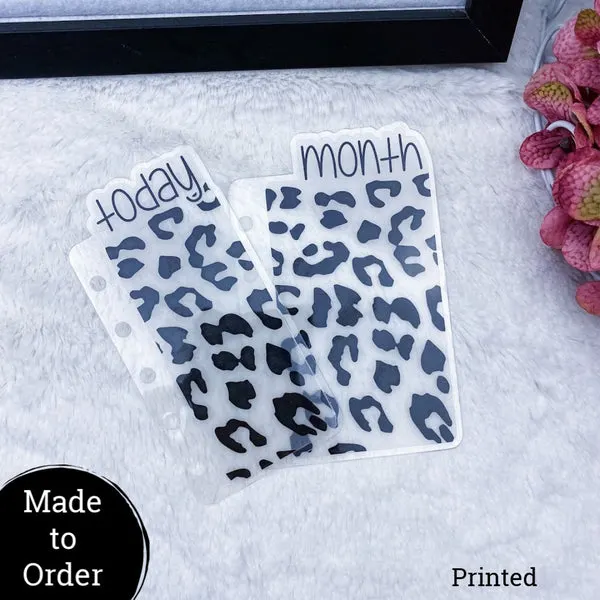 MTO Pocket Rings Vellum Leopard Print Planner Tabs