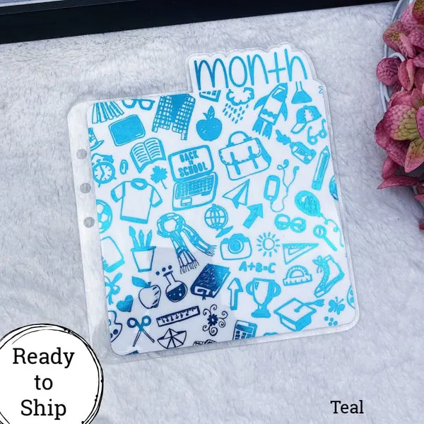 A5 Rings Teal Back to School Month Tab - Ready to Ship