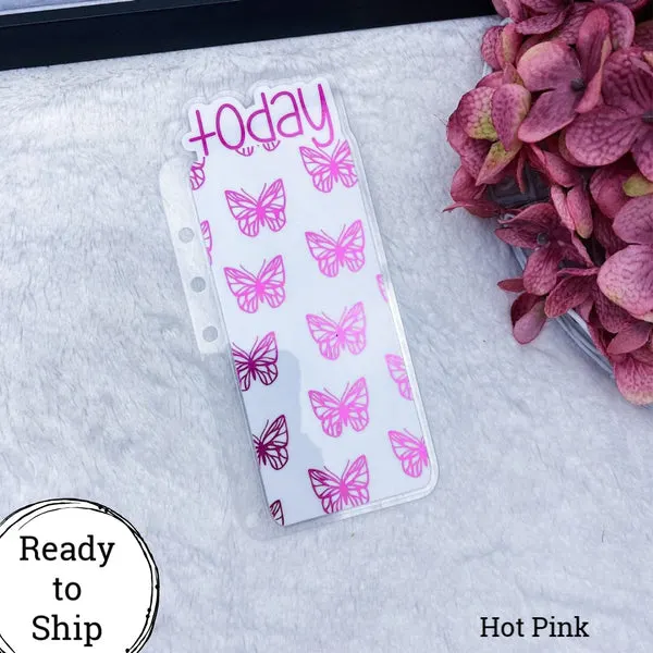 A5 Rings Hot Pink Butterflies Today Tab - Ready to Ship