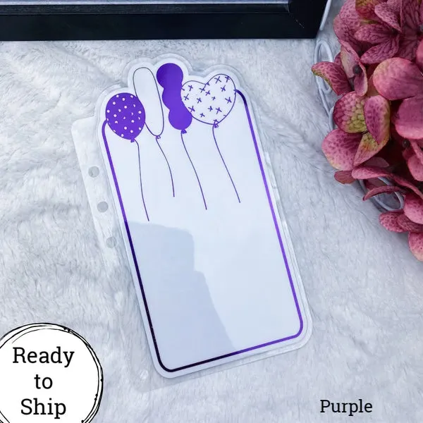 A5 Rings Purple Center Balloons Planner Tab - Ready to Ship
