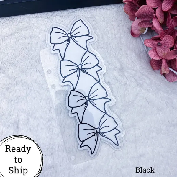 A5 Rings Black Stacked Bow Planner Tab - Ready to Ship