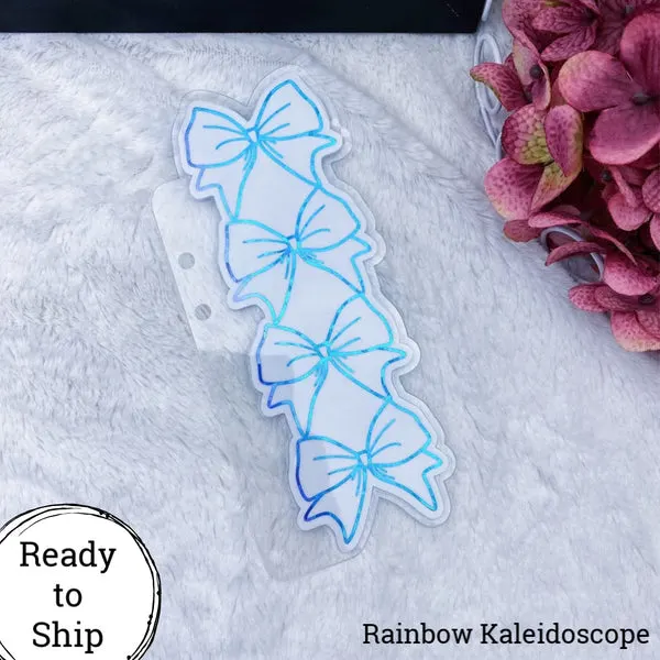 A5 Rings Blue Rainbow Kaleidoscope Stacked Bow Planner Tab - Ready to Ship