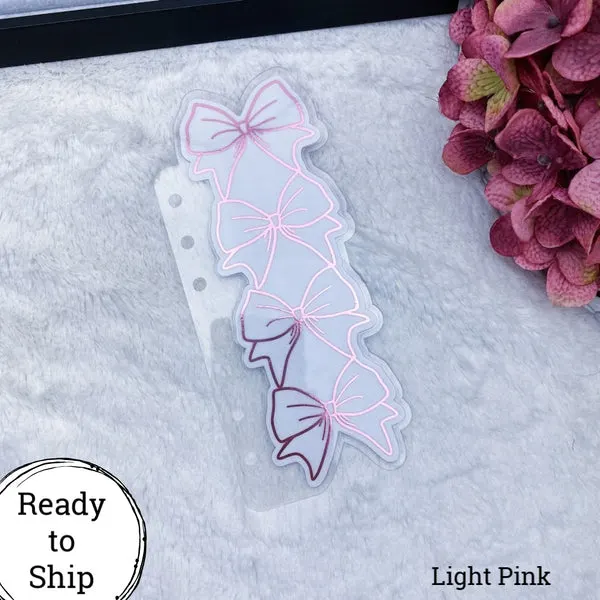 A6 Rings Light Pink Stacked Bow Tab - Ready to Ship