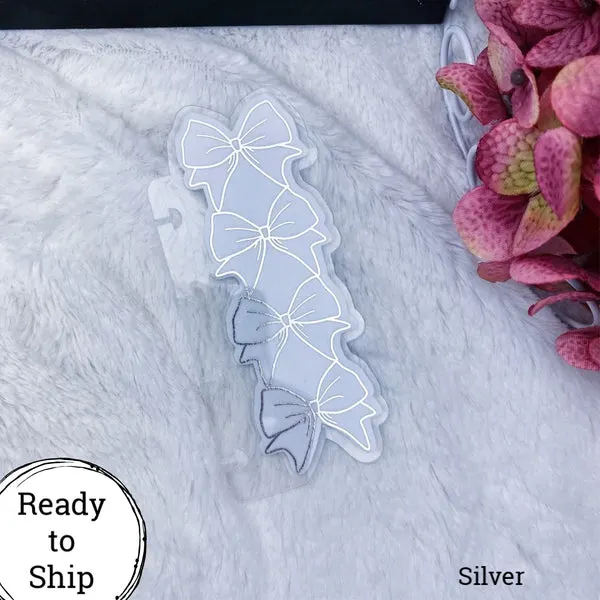 Micro Discs Silver Stacked Bow Planner Tab - Ready to Ship