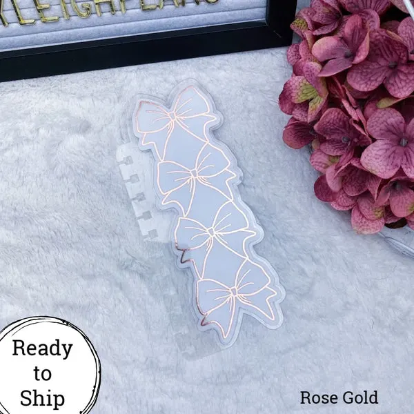 Twin Wire Bound Rose Gold Stacked Bow Planner Tab - Ready to Ship