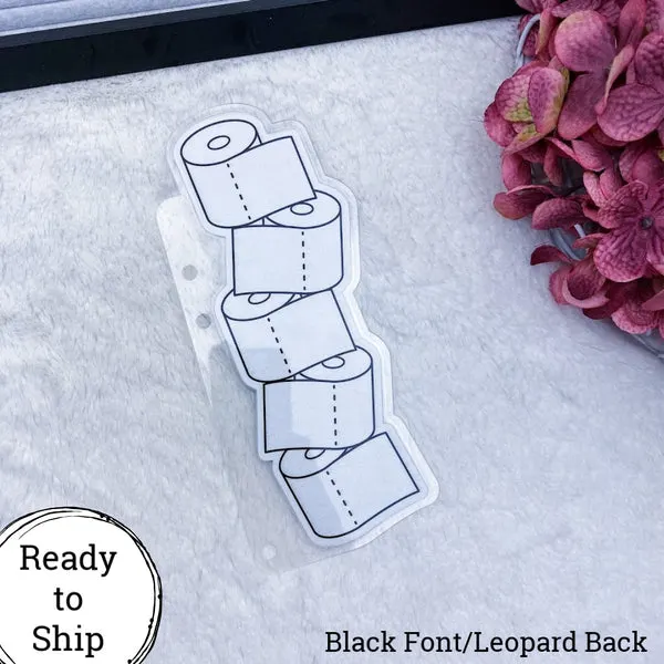 A5 Rings Black Front/Leopard Back Stacked TP Planner Tab - Ready to Ship