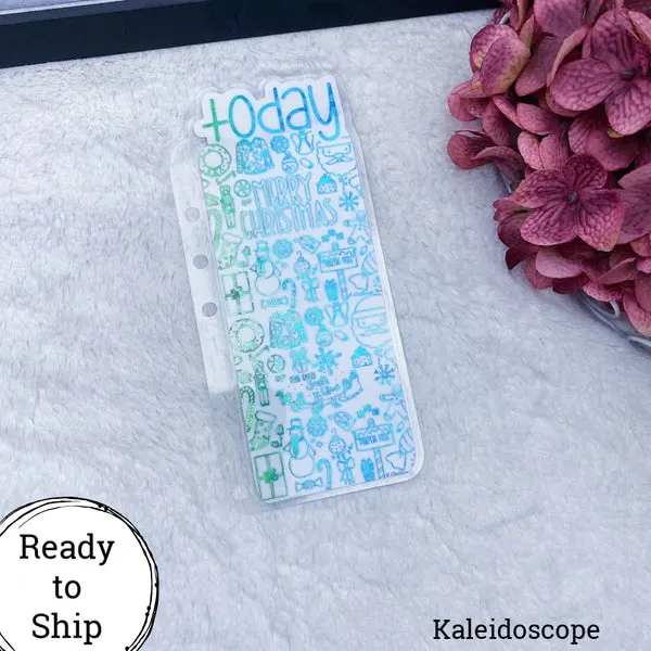 A5 Rings Green/Blue Kaleidoscope Merry Christmas Today Tab - Ready to Ship