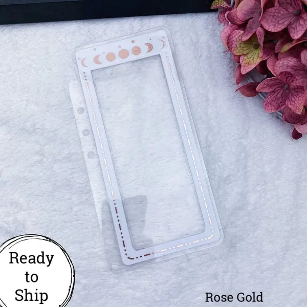 A5 Rings Rose Gold Moon Phase Planner Tabs - Ready to Ship