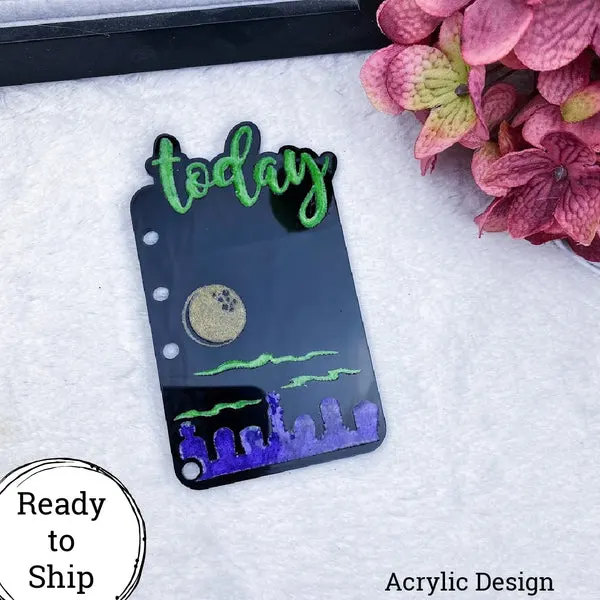 A6 Rings Acrylic Halloween Night Today Tab - Ready to Ship