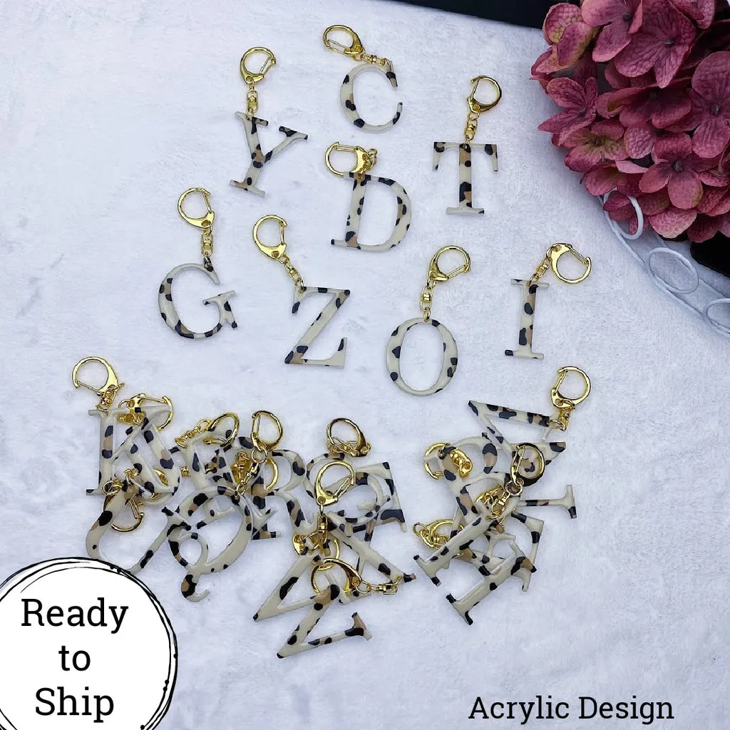 Leopard Print Letter Keychains - Ready to Ship