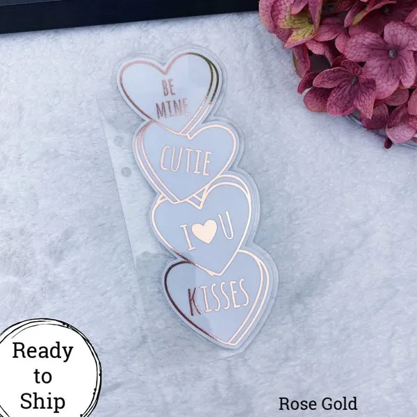 B6 Rings Rose Gold Stacked Conversation Hearts Tab - Ready to Ship