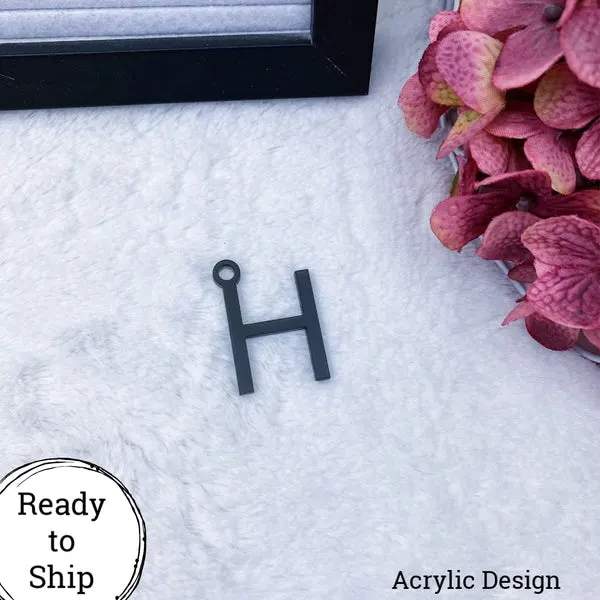 Black Acrylic Letter H Charm - Ready to Ship