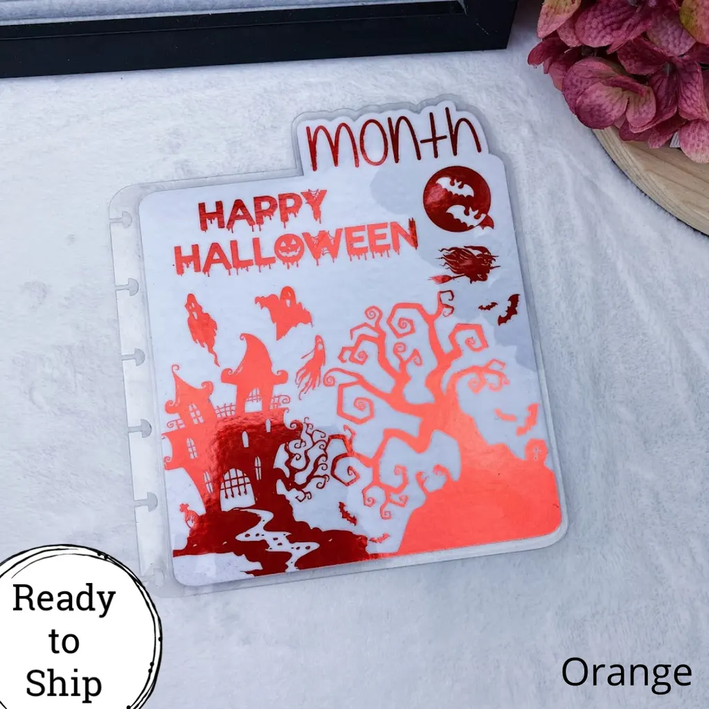 Discs Orange Happy Halloween Month Tab - Ready to Ship