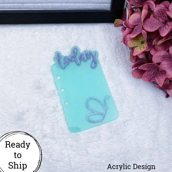 Personal Rings/Personal Wide Rings/B6 Rings Acrylic Teal & Purple Butterfly Today Tab - Ready to Ship
