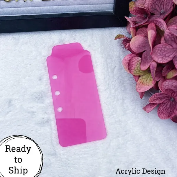 Personal/Personal Wide/B6 Rings Pink Acrylic Top Tab - Ready to Ship