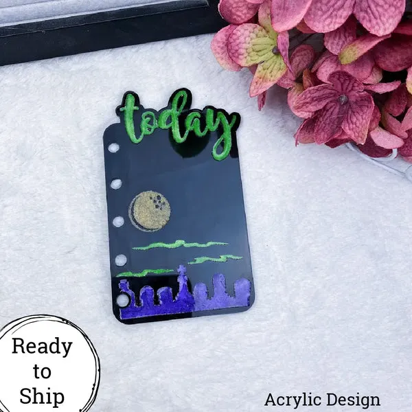 Pocket Rings Acrylic Halloween Night Today Tab - Ready to Ship