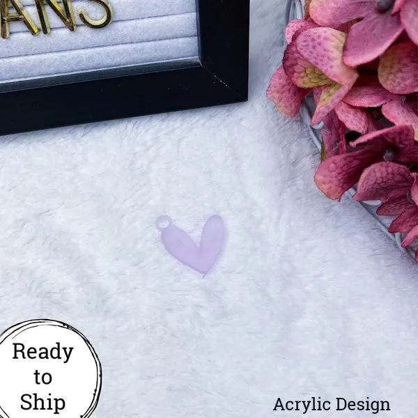 Purple Acrylic Heart Charm - Ready to Ship