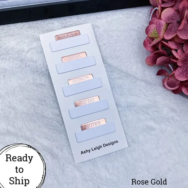 Rose Gold Foiled Sticky Notes Tab Set - Ready to Ship