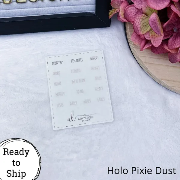 Holo Pixie Dust Foiled Clear Mini Heading Stickers - Simple - Ready to Ship